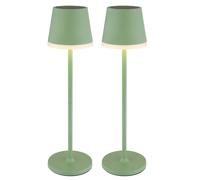 2 lampes solaires LED, lampe de table, lampe d'extérieur argentée, lampe de terrasse à batterie, H 41 cm