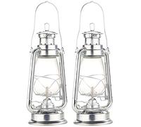 2 lampes-tempête rétro à pétrole 30 cm Amalia - aspect Zinc [Lunartec]