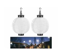 : 2 lampions solaires Ø 20 cm avec LED blanc chaud