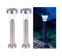 : 2 lanternes de jardin solaires Silva en acier inoxydable