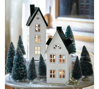 2 lanternes maisonnettes Gunar blanc vieilli/noir