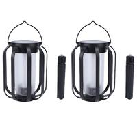2 lanternes solaires, 3 températures de couleur, 2 modes, lampes d'extérieur étanches IPX4 avec supports pour la décoration de jardins et d'espaces extérieurs