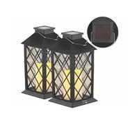 : 2 lanternes solaires avec bougie LED effet flamme - Capteur d'obscurité