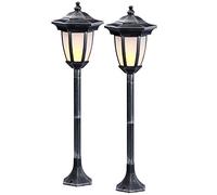 2 lanternes solaires sur pied 24 LED effet flamme [Lunartec]