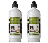 2 litres de bioéthanol haute performance en bouteilles de 1 litre.