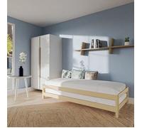 2 Lits empilables 90x190 cm en bois massif, naturel - Bois naturel - Terre de Nuit