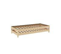 2 Lits empilables 90x200 cm en bois massif naturel