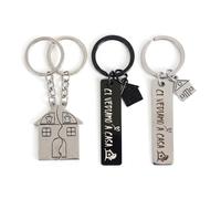 2 Longs Porte-Clés Et 1 Paire De Petits Porte-Clés De Maison, Cadeaux Commémoratifs De Pendaison De Crémaillère, Pendentifs De Décoration De Sac À Dos Simples, Accessoires Clés Anti-Perte.