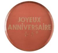 2 Lots de 10 Assiettes en carton ""Joyeux Anniversaire"" Terracotta et doré or métal 22.5cm REF/7983