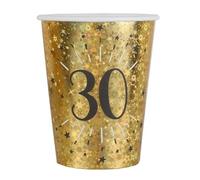 SANTEX 6788-30, Sachet de 10 Gobelets Âge étincelant métal, 30 Ans