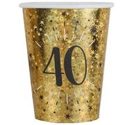 SANTEX 6788-40, Sachet de 10 Gobelets Âge étincelant métal, 40 Ans