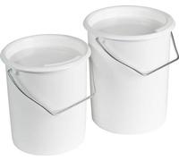 2 lots de seaux en plastique avec poignée et couvercle, capacité : 2 l et 3 l, blanc, Maxi