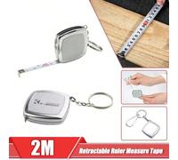 2 Mètres Petit Mètre Ruban À Anneau Porte-clés Petit Mètre Ruban En Acier Mini Poche Portable Compact Mini Mètre Ruban Transportable Taille Unique,2 pièces,4 piècesABS
