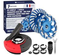 2 Meule Diamantée 125 mm avec Capot d’Aspiration - 2 Disques Béton 125 mm (Dégrossissage + Finition) - Ponçage Béton, Carrelage et Pierre - Kit Compatible Meuleuse & Aspirateur