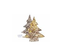: 2 mini sapins de Noël décoratifs en osier avec LED