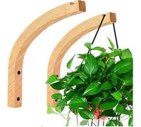 2 Morceau De Bois Pot Suspendu Mural Bois Crochet Pflanzenhalterung Support Lanterne Mur Crochet Plantes Mural Bois Blume QIEDOVIEY