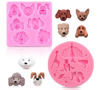 2 Moules en Silicone pour Fondant 3D, Moules à Pâtisserie en Silicone, Moules à Gâteau, Rose, Alimentaire pour Gâteaux, Chocolat, Anniversaire Enfants, Fête Bébé, Baptême (A)