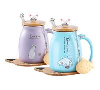 2 Mug Chat en Céramique Mignon pour Café et Thé 350 ml