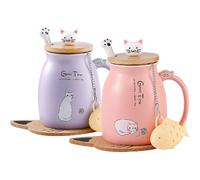 2 Mug Chat en Céramique Mignon pour Café et Thé 350 ml