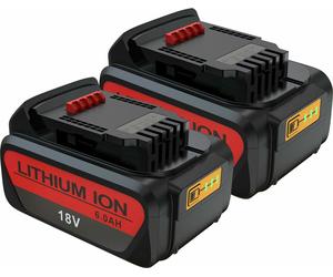 2-Pack 18V 6.0Ah Lithium Ion Rechargeable Battery Replacement Batteries Tool Batteries Rechargeable Tool Batteries Dewalt DCB200 DCB184 DCB182 DCB180 DCB181 DCB201 DCB204 XR Slide COMBI