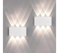 2 Pack Applique Murale Extérieur/Intérieur LED Appliques Extérieure 12W 1200lm ip65 imperméable moderne en aluminium up and down applique lumineuse spot Lampe Murale(blanc 4500k lumière naturelle)