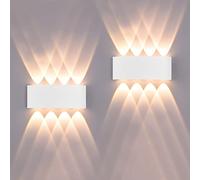2 Pack Applique Murale Extérieur/Intérieur LED Appliques Extérieure 16W 1600lm, ip65 imperméable moderne en aluminium, up and down applique lumineuse spot Lampe Murale (blanc 3000k lumière chaude)