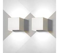 2 Pack Applique murale exterieur interieur LED Lampe murale extérieures moderne Blanc 20W Blanc froide 6500K IP65 Étanche carrée en aluminium Réglage de l'angle d'éclairage Design facile à installer