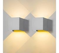 2 Pack Applique murale exterieur interieur LED Lampe murale extérieures moderne Gris 12W Blanc Chaud 3000K IP65 Étanche carrée en aluminium Réglage de l'angle d'éclairage Design facile à installer