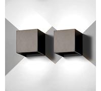 2 Pack Applique murale exterieur interieur LED Lampe murale extérieures moderne Noir 12W Blanc froide 6500K IP65 Étanche carrée en aluminium Réglage de l'angle d'éclairage Design facile à installer