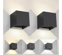 2 Pack Applique Murale Exterieur Interieur Lumière Réglable 3 Couleurs LED Lampe murale extérieures, IP65 Étanche Moderne, Noir 15W Applique carrée en aluminium Réglage de l'angle d'éclairage 11CM