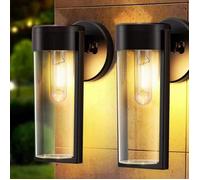 2 Pack Applique Murale Exterieur Solaire, IP65 Etanche Lampe Murale, Blanc Chaud Luminaire Exterieur avec Abat Jour, Appliques