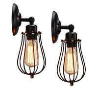 2 Pack Applique Murale Industrielle E27 Abat-jour Cage Lampe Suspension Plafonnier Vintage Luminaire Bougeoir Décoration Rétro Applique Intérieure pour Salon Cuisine Couloir Chambre Café Bar