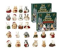 2 Pack Bunny Advent 2026 Calendar - 2D Acrylic Christmas Rabbits Ornaments | Calendrier De Compte À Rebours De Noël De 24 Jours Avec Pendentifs En Forme De Lapin Pour Affichage Mural De Bureau En Arbre