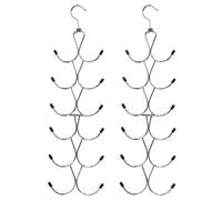2 Pack Cintre Porte Foulard, Organisateur Dressing à 12 Compartiments avec Crochet Rotatif à 360°, Porte-Cravate en Métal Antidérapant pour Garde-Robe, pour Écharpes, Châles, Ceintures(Argent)