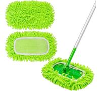2 Pack de Serpillères en Chenille Réutilisables et Apaisantes, Remplacement pour Balai Plat Humide et Sec, Recharge de Serpillères Lavables pour Nettoyage de Surfaces/Parquets (Le Balai n'est Pas