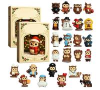 2 Pack Owl Advent 2026 Calendar - 24 Days Christmas 3D Ornaments Countdown | Calendrier De Compte À Rebours De Noël Avec 24 Mini Figurines De 3D À Collectionner, Statue De De Festival Pour A
