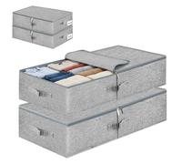 2 Pack Sac de Rangement Sous Lit avec Couvercle Boîtes de Rangement Rigide Pliables et ble Sous le Lit avec Do HOUSSE DE RANGEMENT