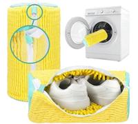 2 Pack Shoe Washing Machine Bags, Reusable Mesh Laundry Bags for Sneakers, 360° Deep Cleaning, Self-Locking Zipper, Thick Chenille Microfiber Shoe Laundry Bag