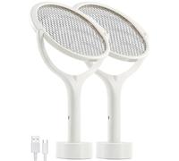 2-Pack Tête Rotative Raquette Electrique Insectes Rechargeable Raquette Moustique Electrique Raquette Anti Moustique Electrique Tapetteà Mouche Electrique Tue Attrape Mouche