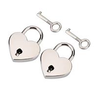 2 packs Cadenas en forme de coeur avec adenas et n zinc métal pour la boîte à Bijoux Bagage (couleur: argent), romantique pour les couples, pour les amoureux