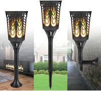 2 Packs de 96 LED Rectangle Solaire Chemin de Jardin Tiki Torche Lumière vacillante Lampe à flamme