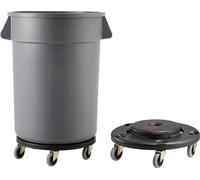 2 packs de chariots pour poubelles rondes adaptés aux conteneurs à déchets de 20, 32, 44 et 55 gallons