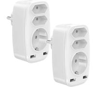 [2 Packs] Prise Usb Multiple, 3 Prises Multiple Murales (4000W) Avec 2 Chargeurs Usb (2.4A), Adaptateur De Prise Multiprise 5 En 1 Pour Iphone, Smartphone, Ipad, Ordinateur Portabl[DYB983537]