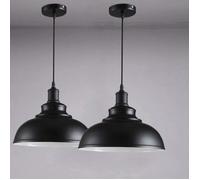 2 packs Suspensions Vintages Lustres Abat-jour Noir - Industrielles Plafonniers Luminaires en Métal 29cm E27