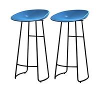 2 Paires de tabourets de Bar PP siè avec des Jambes en métal Noir Cuisine Petit-déjeuner Tabouret de Bar à comptoir à Charge élevée (Bleu, 65 cm)
