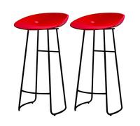 2 Paires de tabourets de Bar PP siè avec des Jambes en métal Noir Cuisine Petit-déjeuner Tabouret de Bar à comptoir à Charge élevée (Rouge, 65 cm)
