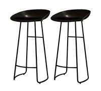 2 Paires de tabourets de Bar PP siè avec des Jambes en métal Noir Cuisine Petit-déjeuner Tabouret de Bar à comptoir à Charge élevée (Noir, 65 cm)