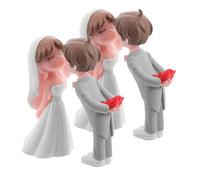2 Paires Figurine Miniature en Pvc de Couple de Mariés | Décoration Facile à Poser, Légère et Réutilisable, pour Mariage, Anniversaire, Cabine Photo