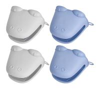 2 Paires Gant de Cuisine Épais en Silicone, Mini Gants Four Silicone Résistants à La Chaleur, Gant Cuisine Anti Chaleur, Manique Antidérapante pour Cuisson, Barbecues et Grillades (Gris, Rose)