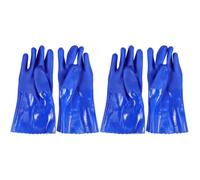2 Paires Moufles de Travail PVC Bleus Résistants à L’Huile, Manchettes | Protection Imperméable, Surface Antidérapante, Adaptés au Nettoyage, Jardinage, Entretien Industriel et Surfaces Humides